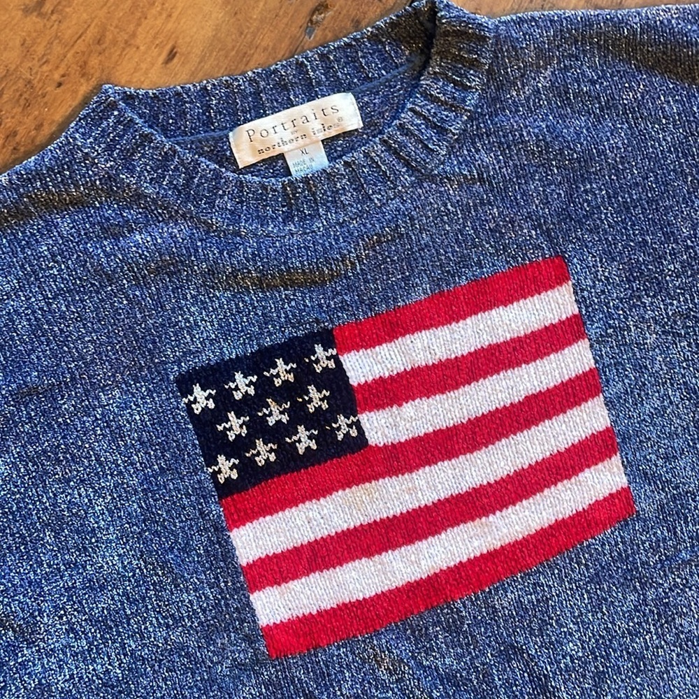 Northern Isles Portraits American Flag 🇺🇸 Crew Neck Short Sleeve Sweater - Picture 4 of 8